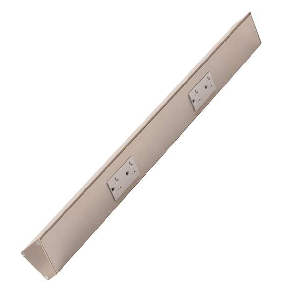 24" 20 amp 120 volt Satin Nickel 2 Duplex Receptacle Under Cabinet Power Strip